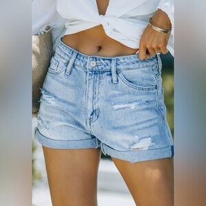 Kancan Ashford Distressed Cuffed Denim Shorts